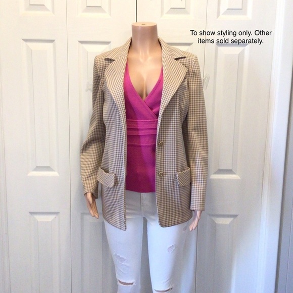 Bleyle for Hooper Jackets & Blazers - Vintage Bleyle For Hooper Womens 70’s Tan Checked Blazer Jacket Size 16